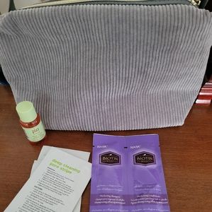 Makeup bag and samples